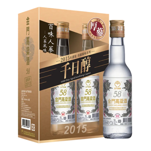 金門酒廠58度千日醇-厚蔘批次(2015雙瓶)高粱酒
